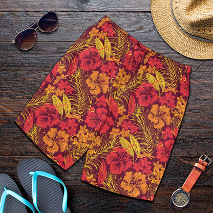 Retro Hawaiian Tropical Floral Print Men's Shorts