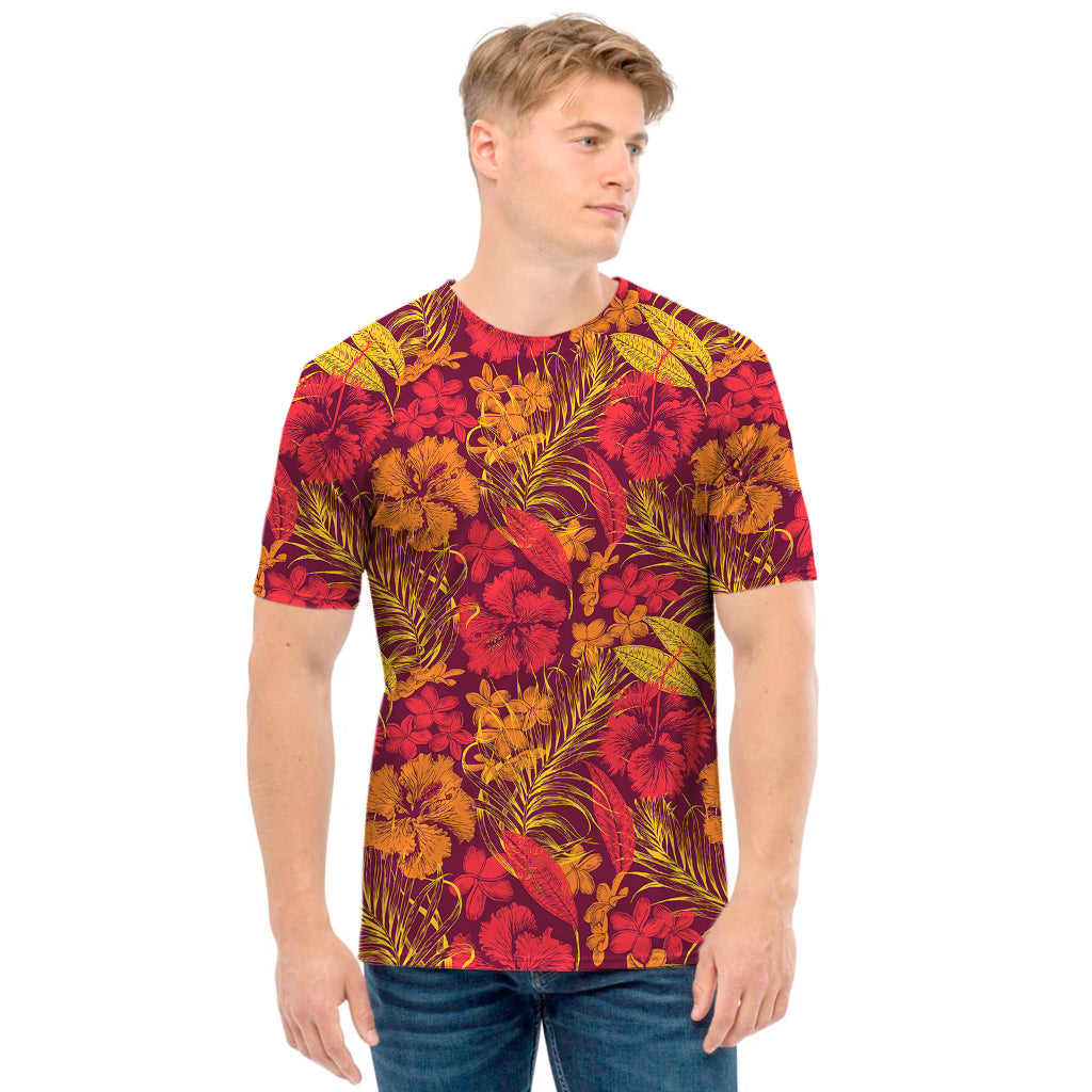 Retro Hawaiian Tropical Floral Print Men's T-Shirt