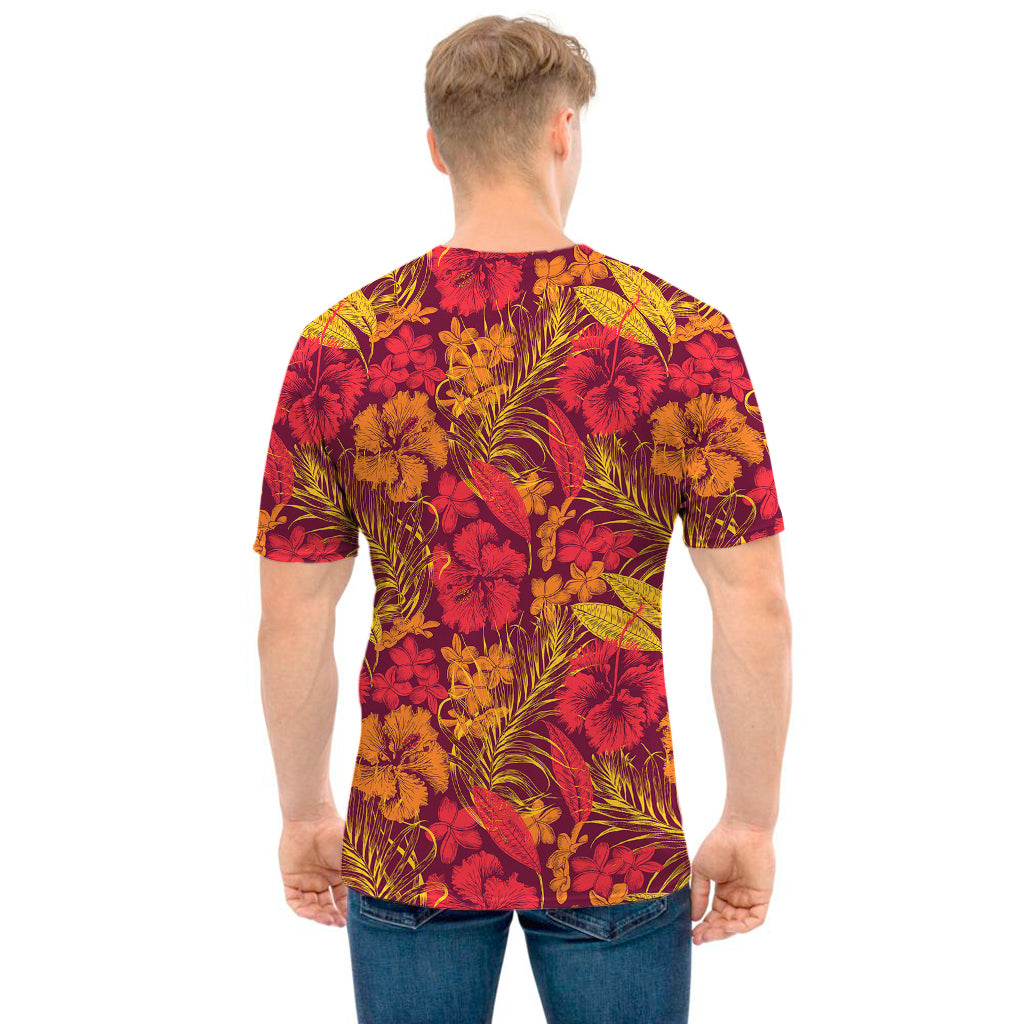 Retro Hawaiian Tropical Floral Print Men's T-Shirt