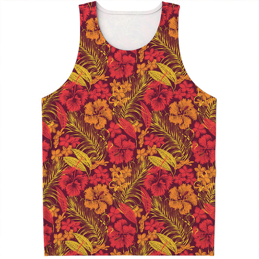 Retro Hawaiian Tropical Floral Print Men's Tank Top