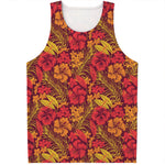 Retro Hawaiian Tropical Floral Print Men's Tank Top