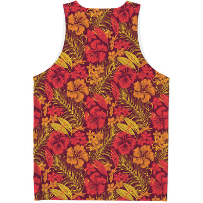 Retro Hawaiian Tropical Floral Print Men's Tank Top