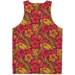 Retro Hawaiian Tropical Floral Print Men's Tank Top