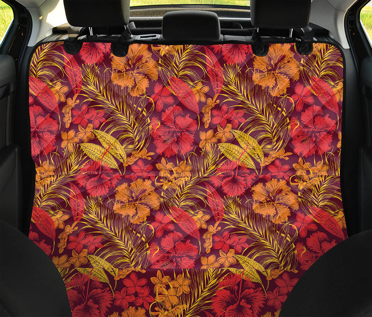 Retro Hawaiian Tropical Floral Print Pet Car Back Seat Cover