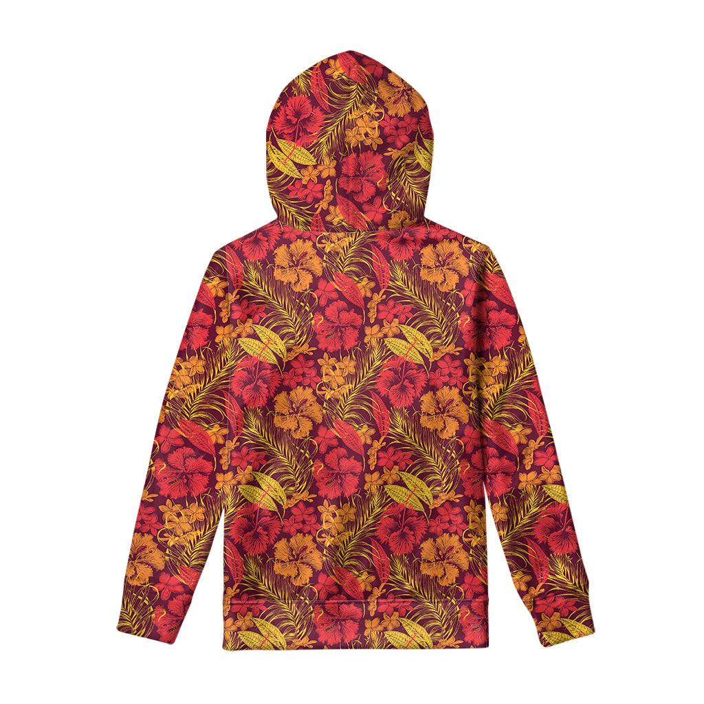 Retro Hawaiian Tropical Floral Print Pullover Hoodie
