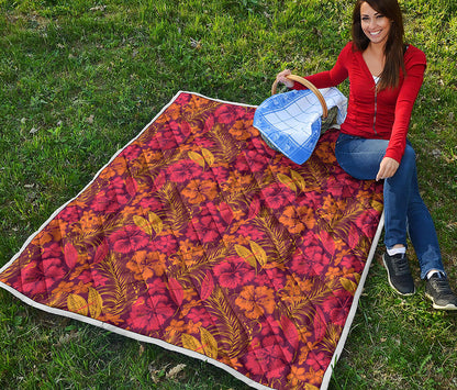 Retro Hawaiian Tropical Floral Print Quilt