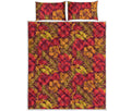 Retro Hawaiian Tropical Floral Print Quilt Bed Set