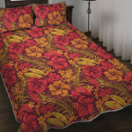 Retro Hawaiian Tropical Floral Print Quilt Bed Set