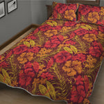 Retro Hawaiian Tropical Floral Print Quilt Bed Set