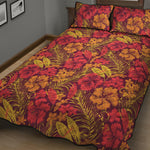 Retro Hawaiian Tropical Floral Print Quilt Bed Set