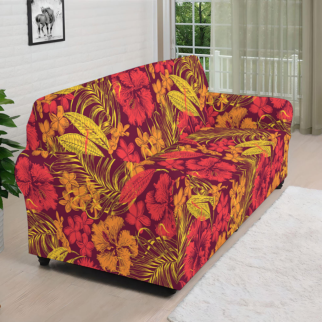 Retro Hawaiian Tropical Floral Print Sofa Cover