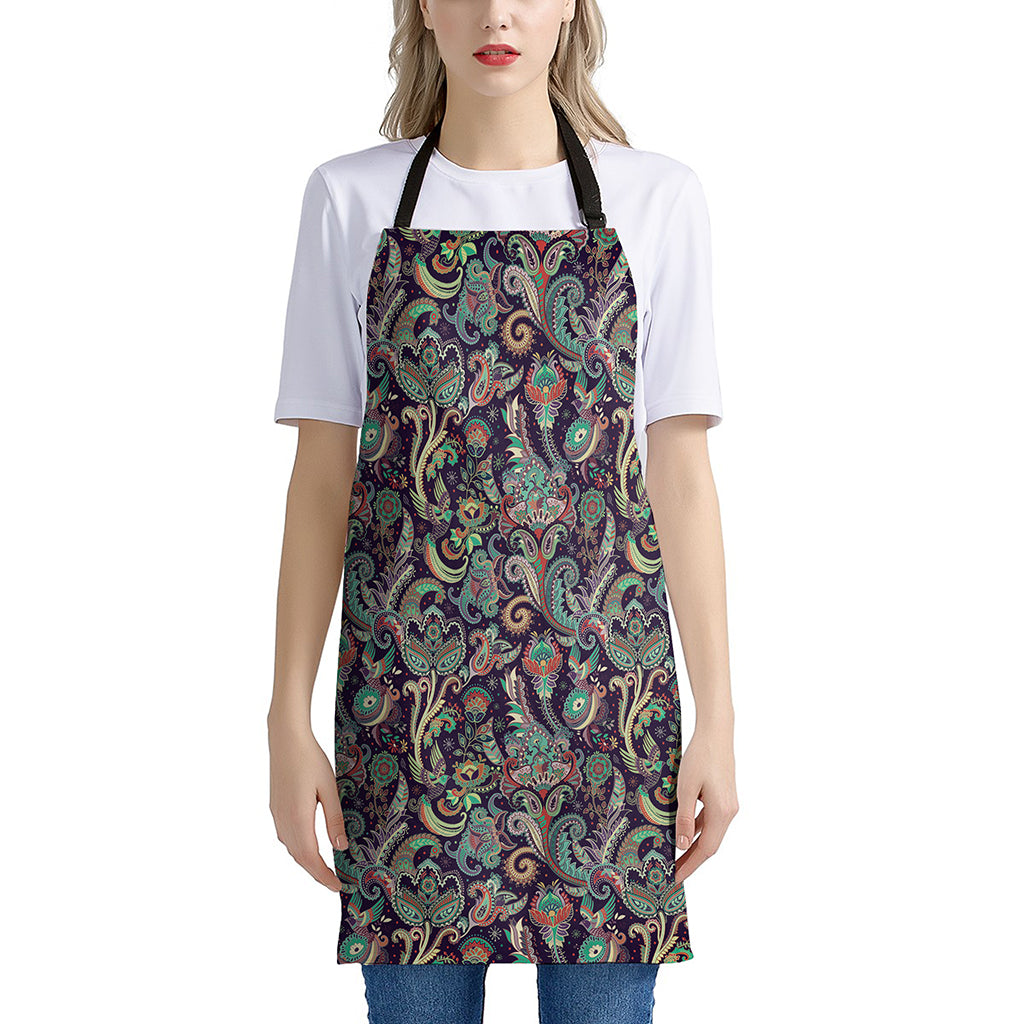 Retro Indian Paisley Pattern Print Apron