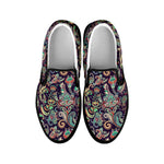 Retro Indian Paisley Pattern Print Black Slip On Shoes