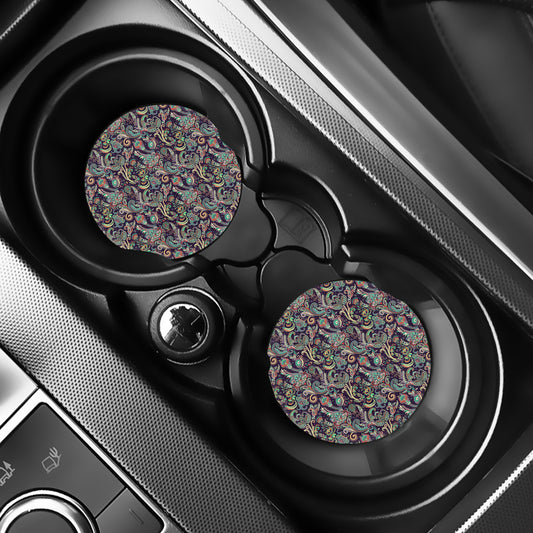 Retro Indian Paisley Pattern Print Car Coasters