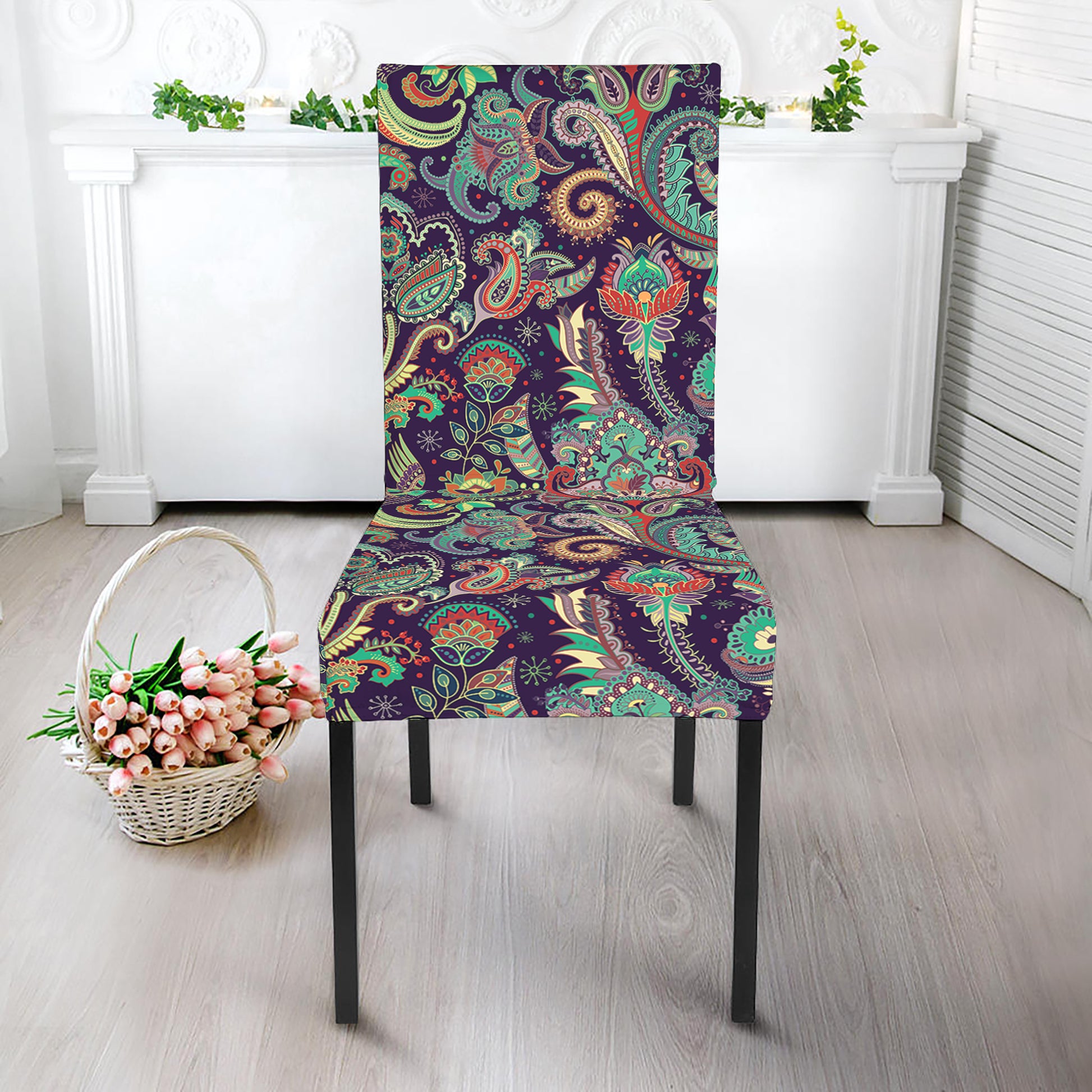 Retro Indian Paisley Pattern Print Dining Chair Slipcover