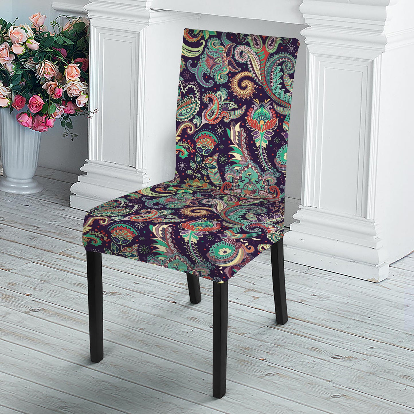 Retro Indian Paisley Pattern Print Dining Chair Slipcover