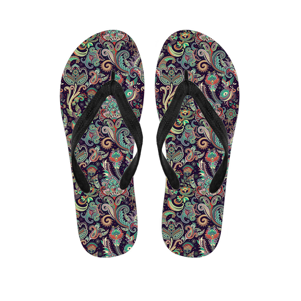 Retro Indian Paisley Pattern Print Flip Flops