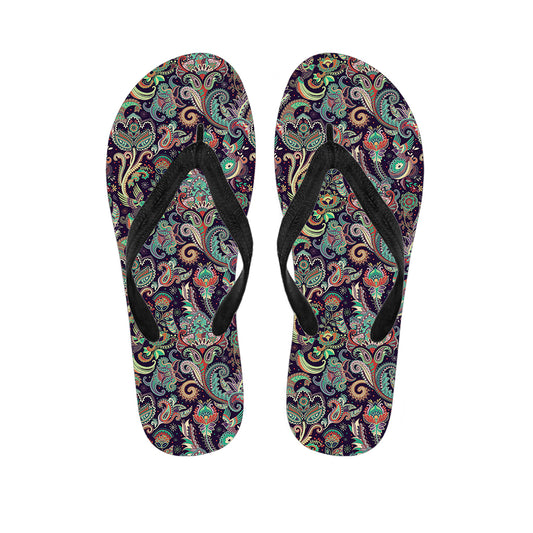 Retro Indian Paisley Pattern Print Flip Flops