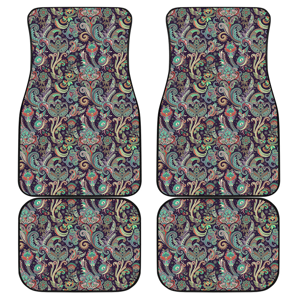 Retro Indian Paisley Pattern Print Front and Back Car Floor Mats