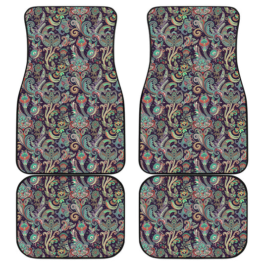 Retro Indian Paisley Pattern Print Front and Back Car Floor Mats