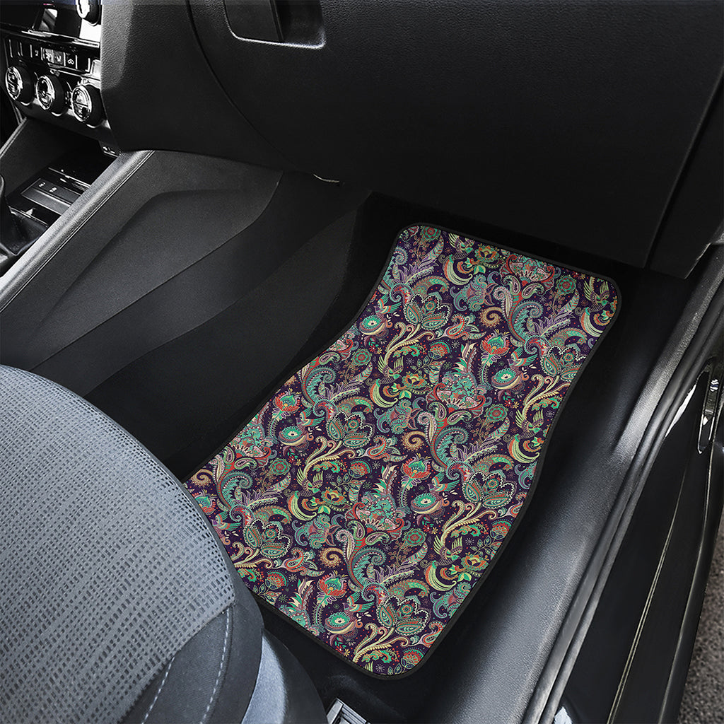 Retro Indian Paisley Pattern Print Front and Back Car Floor Mats