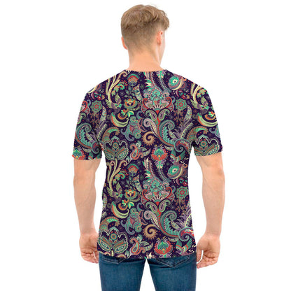 Retro Indian Paisley Pattern Print Men's T-Shirt