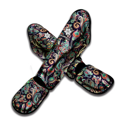 Retro Indian Paisley Pattern Print Muay Thai Shin Guard