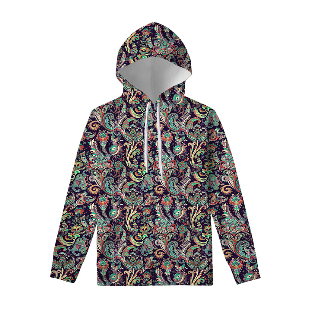 Retro Indian Paisley Pattern Print Pullover Hoodie