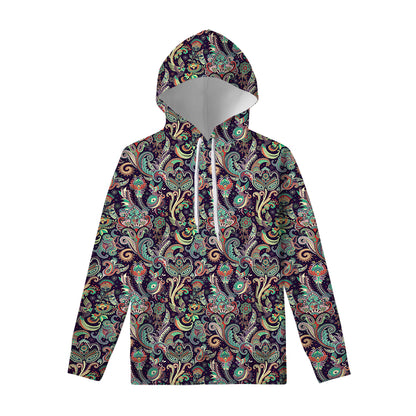 Retro Indian Paisley Pattern Print Pullover Hoodie