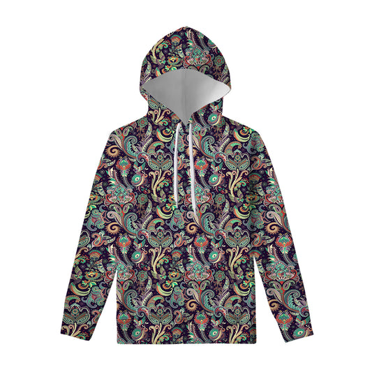 Retro Indian Paisley Pattern Print Pullover Hoodie