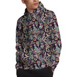 Retro Indian Paisley Pattern Print Pullover Hoodie