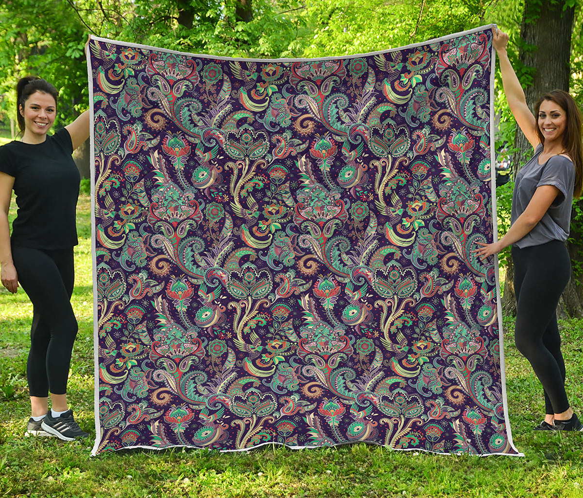Retro Indian Paisley Pattern Print Quilt