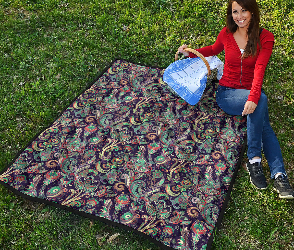 Retro Indian Paisley Pattern Print Quilt