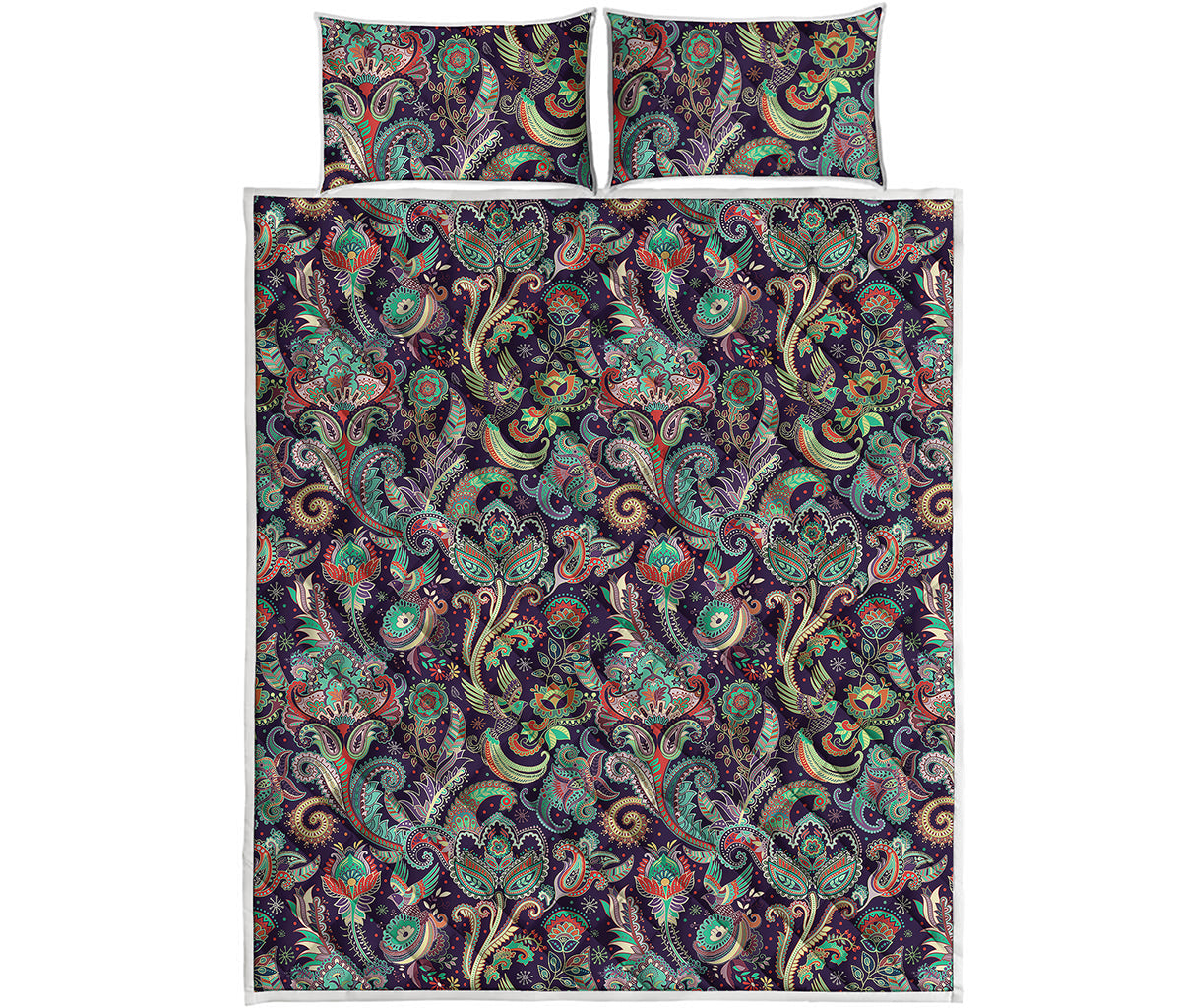 Retro Indian Paisley Pattern Print Quilt Bed Set