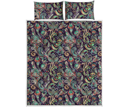Retro Indian Paisley Pattern Print Quilt Bed Set
