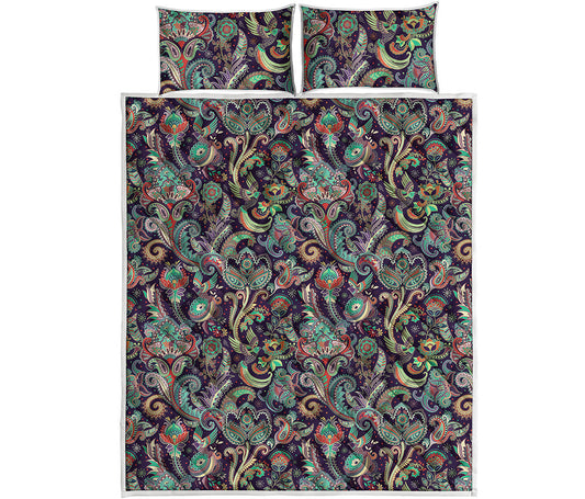 Retro Indian Paisley Pattern Print Quilt Bed Set