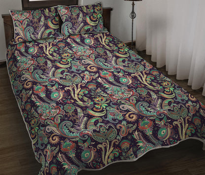 Retro Indian Paisley Pattern Print Quilt Bed Set