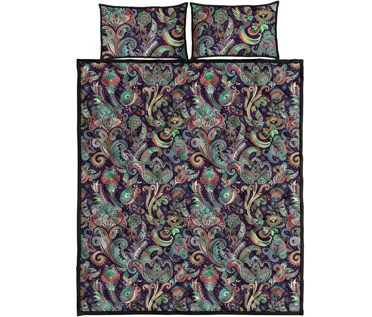 Retro Indian Paisley Pattern Print Quilt Bed Set