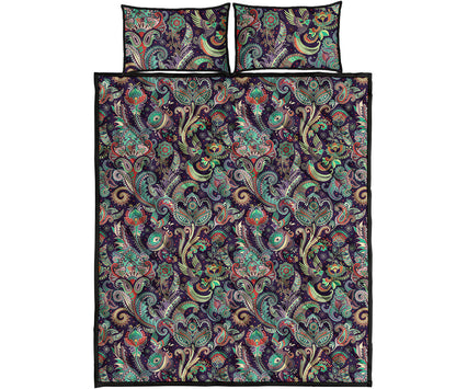 Retro Indian Paisley Pattern Print Quilt Bed Set