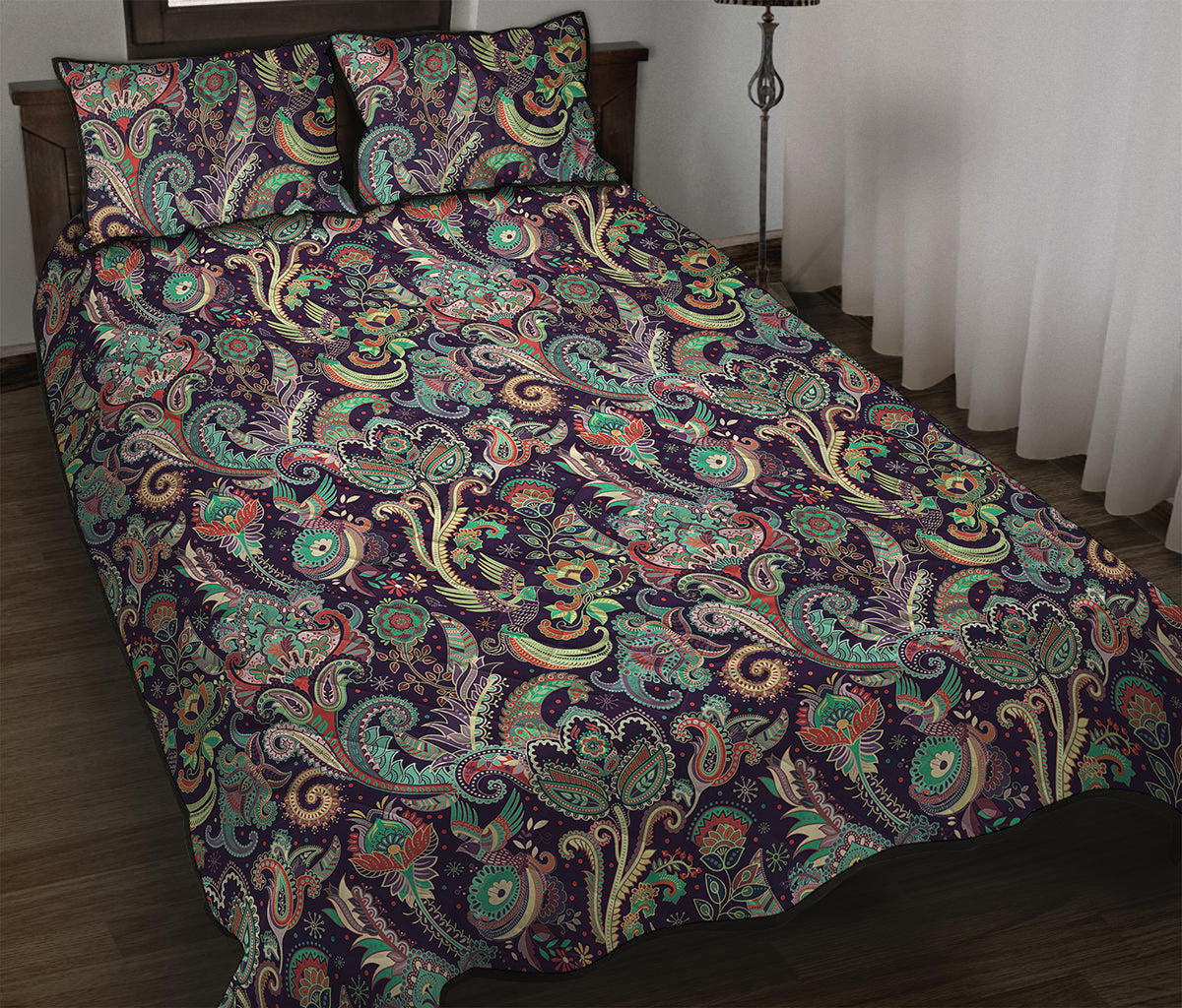Retro Indian Paisley Pattern Print Quilt Bed Set