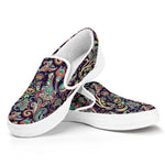 Retro Indian Paisley Pattern Print White Slip On Shoes