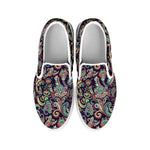 Retro Indian Paisley Pattern Print White Slip On Shoes