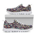 Retro Indian Paisley Pattern Print White Running Shoes