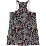 Retro Indian Paisley Pattern Print Women's Racerback Tank Top