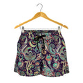 Retro Indian Paisley Pattern Print Women's Shorts