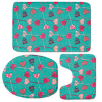 Retro Lollipop Pattern Print 3 Piece Bath Mat Set