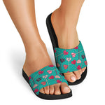 Retro Lollipop Pattern Print Black Slide Sandals
