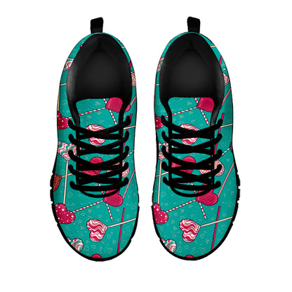 Retro Lollipop Pattern Print Black Sneakers