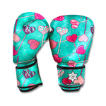 Retro Lollipop Pattern Print Boxing Gloves