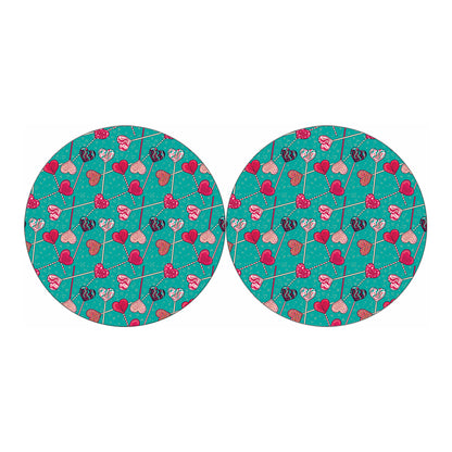 Retro Lollipop Pattern Print Car Coasters